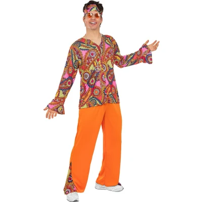 Afbeelding van FUNIDELIA Vrolijk Hippie Kostuum voor mannen Maat: S Blauw