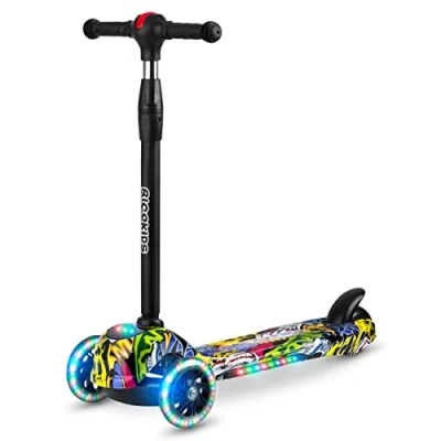 Afbeelding van Ricokids Piko driewielige scooter zwart met kleurrijke patronen