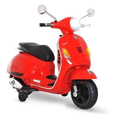 Afbeelding van Homcom Elektrische step voor kinderen, 6 V, afmetingen: 102 x 51 76 cm (l b h), muziek, MP3, USB poort, claxon, koplamp achter, rood, Vespa