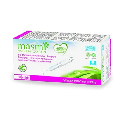 Afbeelding van tampons biologisch katoen met inbrenghuls Light 18st