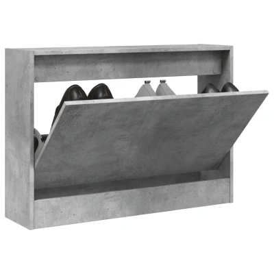 Afbeelding van Schoenenkast 80x21x57 cm bewerkt hout betongrijs