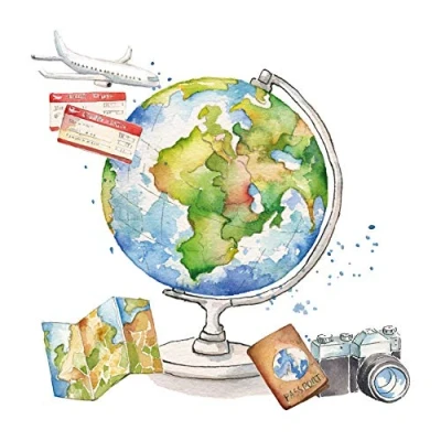 Afbeelding van 20 servetten reizen rond de wereld aardrijkskunde school vakantie 33 x cm
