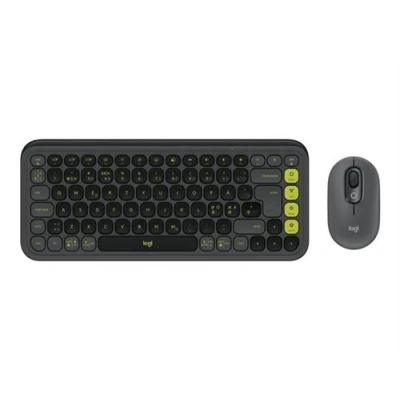 Image de Logitech POP Icon Combo Ensemble clavier et souris sans fil Bluetooth LE QWERTY Nordique (Danois/Finnois/Norvégien/Suédois) graphite, vert