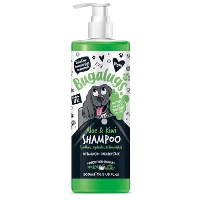 Afbeelding van Bugalugs Hondenshampoo Aloë &amp; Kiwi Alle vachttypes Fles met pompje Vegan 500 ml