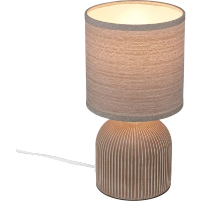 Afbeelding van Briloner Ino Tafellamp, Stoffen kap 7538011 Kabelschakelaar Keramische voet Ø15 x 28 cm Bruin