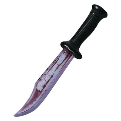Afbeelding van Horror hakmes/handmes met bloed 33 cm kunststof Halloween/Horror/thema feestje verkleed accessoires.