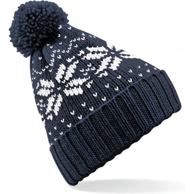 Afbeelding van Beechfield Muts Snowstar jacquard B456 French Navy / White