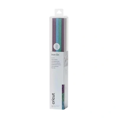 Image de 3 feuilles de flex thermocollant vert bleu violet pailleté 305 x cm Cricut