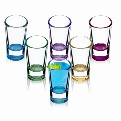 Afbeelding van KADAX borrelglazen, set van 6, 28 ml, stamper voor alcohol, brand, shot, wodka, party, borrelglas, korte glazen, Sambuca meerdere kleuren