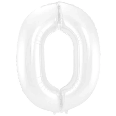 Afbeelding van Folie ballon cijfer 0 Mat Wit Metallic 86cm