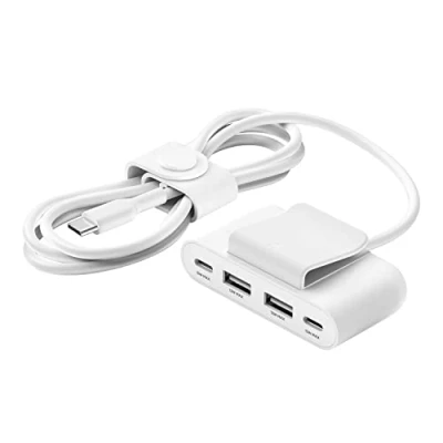 Image de Hub Belkin BoostCharge 4 ports 2 USB C et A avec câble de m Blanc