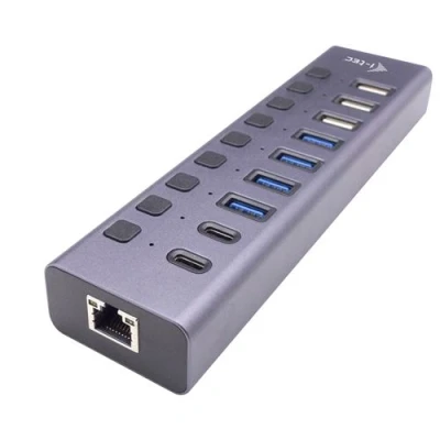 Afbeelding van i tec CACHARGEHUB9LAN interface hub USB 2.0 Type C 5000 Mbit/s Grijs