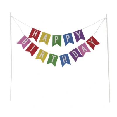 Afbeelding van Taarttopper Happy Birthday Vlaggenlijn