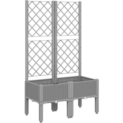 Afbeelding van Plantenbak met latwerk 80x40x142 cm polypropeen lichtgrijs