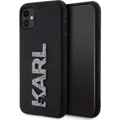 Afbeelding van iPhone 11/XR Backcase hoesje Karl Lagerfeld Effen Zwart TPU (Zacht)