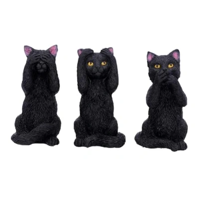 Afbeelding van Nemesis Now Drie Wijze Zwarte Katten Beeldjes Zwart 8.5cm