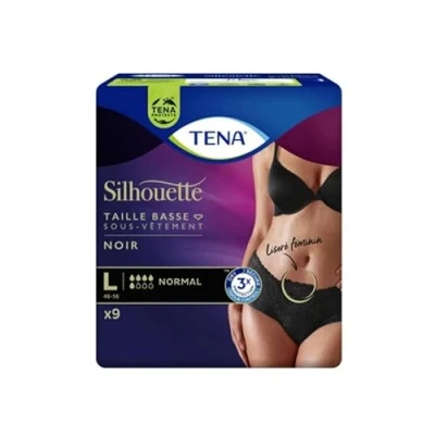 Afbeelding van Tena Silhouette Normal Noir Taille basse Large 1 pak van 9 stuks