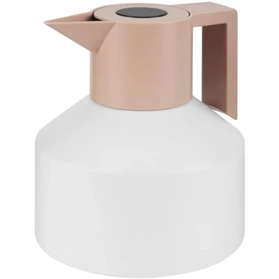 Afbeelding van Belle Vous Thermoskan, roestvrij staal, wit, dubbelwandig, met houdt 8 uur warm en 12 koud, thermosfles van 1,2 l, voor alle dranken
