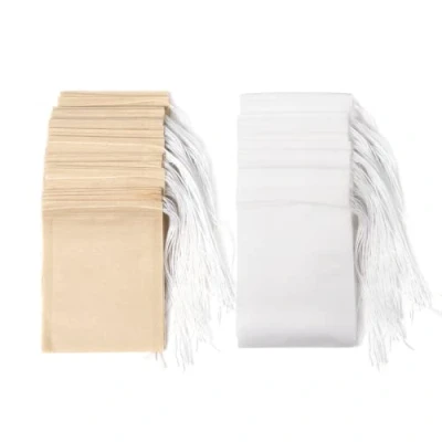 Image de Carehabi Lot de 100 sachets à thé jetables avec cordon serrage, pour en vrac (6 x 8 cm)