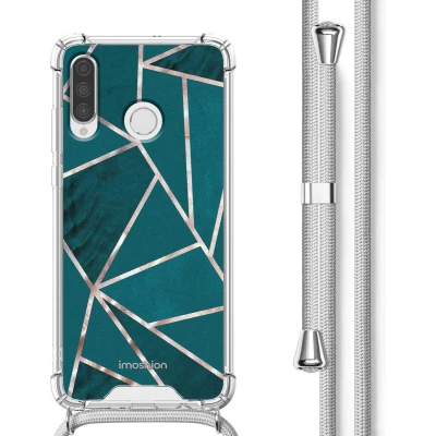 Afbeelding van iMoshion Hoesje Geschikt voor Huawei P30 Lite met Koord Design Meerkleurig / Petrol Green Graphic