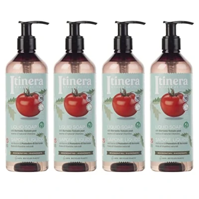 Afbeelding van ITINERA Regenererende Vloeibare Zeep met Sorrento Tomatenschil, 95% Natuurlijke Ingrediënten 370 ml / 4 stuks