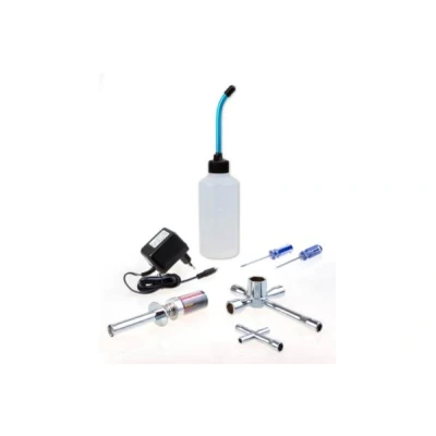 Afbeelding van Robitronic Nitro Startset gloeistarter 2000mAh, lader, brandstoffles en gereedschap