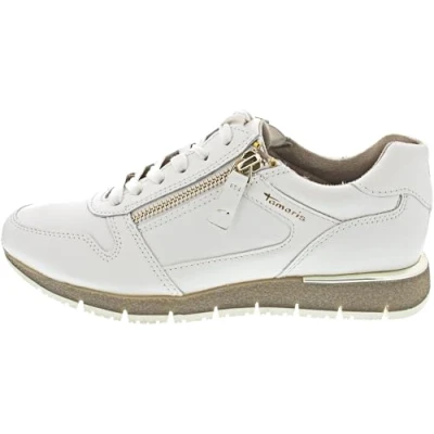 Afbeelding van Tamaris Sneaker LOW Sneakers laag, Dames, Maat: 39, White leather Schoenen