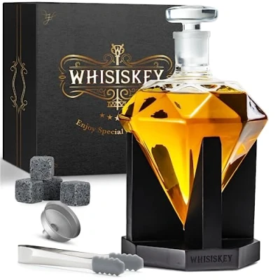 Afbeelding van Whisiskey Whiskey Karaf Diamant Luxe Whisky Set 0,9 L Decanteer Incl. Stones, Schenktuit en 4 Glazen Peaky Blinders