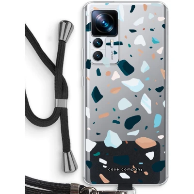 Afbeelding van Case Company® hoesje met Koord geschikt voor Xiaomi 12T Terrazzo N13 Telefoonhoesje Zwart Bescherming aan alle Kanten en Over de Schermrand