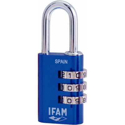 Afbeelding van Combinatieslot IFAM Combi30 Blauw Aluminium Chroomstaal (3 cm)
