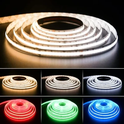Afbeelding van PAUTIX Ledstrip, COB RGB + WW/CW, 5 m, 840 leds/m CCT instelbare kleurtemperatuur 2700 K tot 6500 K, 24 V, kleurveranderende lichtstrip voor doe het zelf decoratie (voeding en