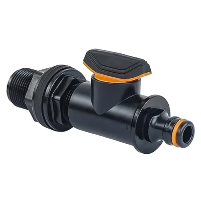 Image de GASMIS Traversée de Cuve avec Robinet d&#039;Arrêt, 3/4&quot; mâle 26 mm pour Récupération d&#039;eau Pluie, Passe Paroi écrou et Joint, 1 Pièce
