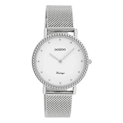 Afbeelding van OOZOO Vintage series zilverkleurige horloge met metalen mesh armband C20050 Ø34