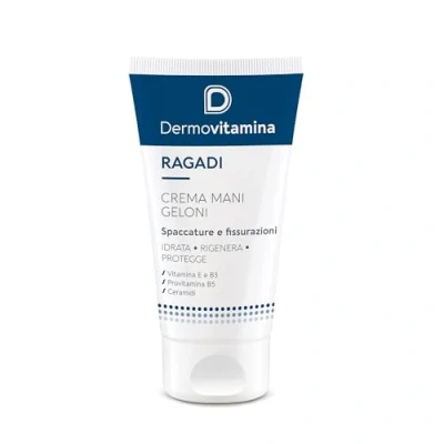 Afbeelding van Dermovitamina Ragadi Geloni Hand en voetcrème Herstellende crème voor droge handen voeten Behandelt bevriezingsscheuren met panthenol vitamine E 75 ml