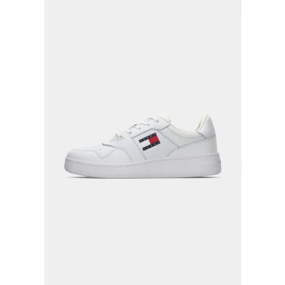Afbeelding van Tommy Jeans Retro Basket Sneakers laag, Dames, Maat: 40, White Leer en imitatieleer