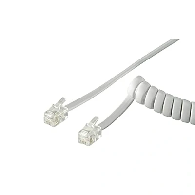 Afbeelding van Goobay Telefoon spiraalkabel RJ10 1:1 aangesloten / wit 2 meter