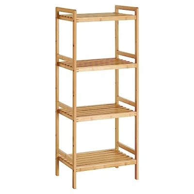 Afbeelding van SONGMICS Bamboe rek met 4 niveaus, opbergkast voor badkamer, boekenkast, 45 x 31,5 111 cm, woonkamer, slaapkamer, balkon, houtkleur (BCB074N01)