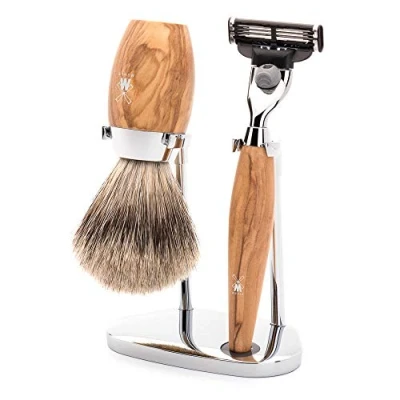 Afbeelding van Muhle scheerset Kosmo S281H870 Dassenhaar Mach3 Olijfhout