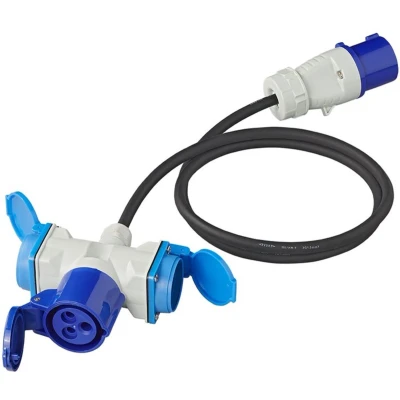 Afbeelding van Pro Plus Verloopkabel 3 Weg 150 cm x 2.5 mm2 van CEE Stekker naar Contrastekkers en 2 Schuko WCD