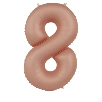 Afbeelding van Folat Folieballon Cijfer 8 Vintage Rose 86 cm