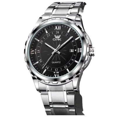 Afbeelding van OPK Luxe Herenhorloge Zilver Zwart Chronograaf