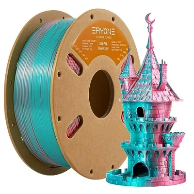 Afbeelding van ERYONE Dual tweekleurig PLA filament 1,75 mm, 3D printerfilament, 1 kg spoel +/ 0,03 blauwgroen en oranje rood