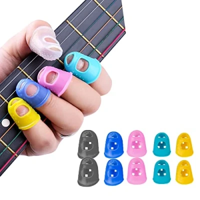 Afbeelding van 10 stuks antislip vingerbescherming, siliconen vingerbescherming van voor gitaar, vingerbeschermhoes muziekinstrumenten
