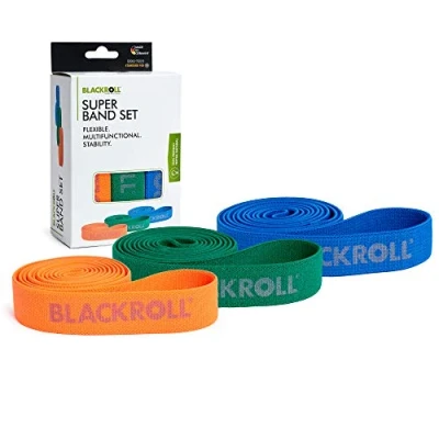 Afbeelding van BLACKROLL® SUPER BAND, set van 3 elastische banden voor flexibiliteit en spierversterking, weerstandsband training, 104 cm, blauw/groen/oranje