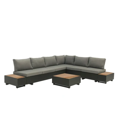 Afbeelding van Sens Line Diego Loungeset 7 delig Bruin/Zwart