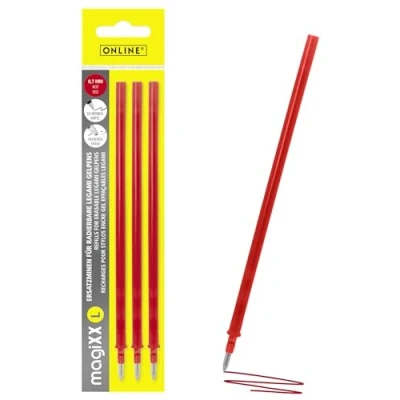Afbeelding van Online Set van 3 uitwisbare reservevullingen compatibel met Legami magiXX L gelpennen, rood, lijndikte 0,7 mm, gelpenvulling, gelpenvulling incl