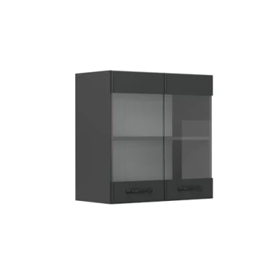 Afbeelding van Vicco Glazen keukenkast R Line, Antraciet landhuis/Antraciet, 60 cm