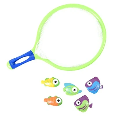 Afbeelding van BLUE SKY Visschepnet met 5 vissen behendigheidsspel en buiten 040093 speelgoed voor kinderen visvangst blauw kunststof 30 cm vanaf 3 jaar