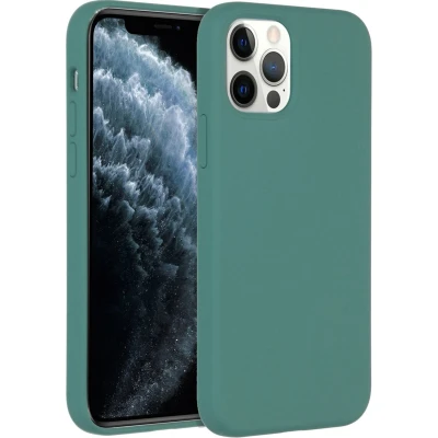 Afbeelding van Accezz Hoesje Geschikt voor iPhone 12 Pro / Siliconen Liquid Silicone Backcover Donkergroen