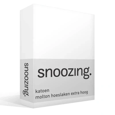 Afbeelding van Snoozing Katoen Molton Hoeslaken Lits jumeaux Extra Hoog 200x200 cm Wit